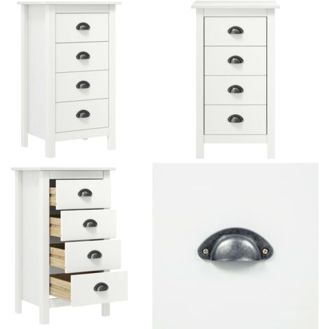 Mesita de noche Hill madera maciza de pino blanco 46x35x49,5 cm - Mesita de noche de madera - Mesita de noche moderna