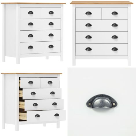 Mesita de noche Hill madera maciza de pino blanco 79x40x80 cm - Gabinete - Almacenamiento