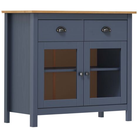 Mesita de noche Hill madera maciza de pino gris 90x40x80 cm