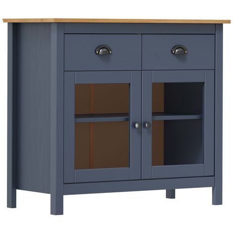 Mesita de noche Hill madera maciza de pino gris 90x40x80 cm vidaXL