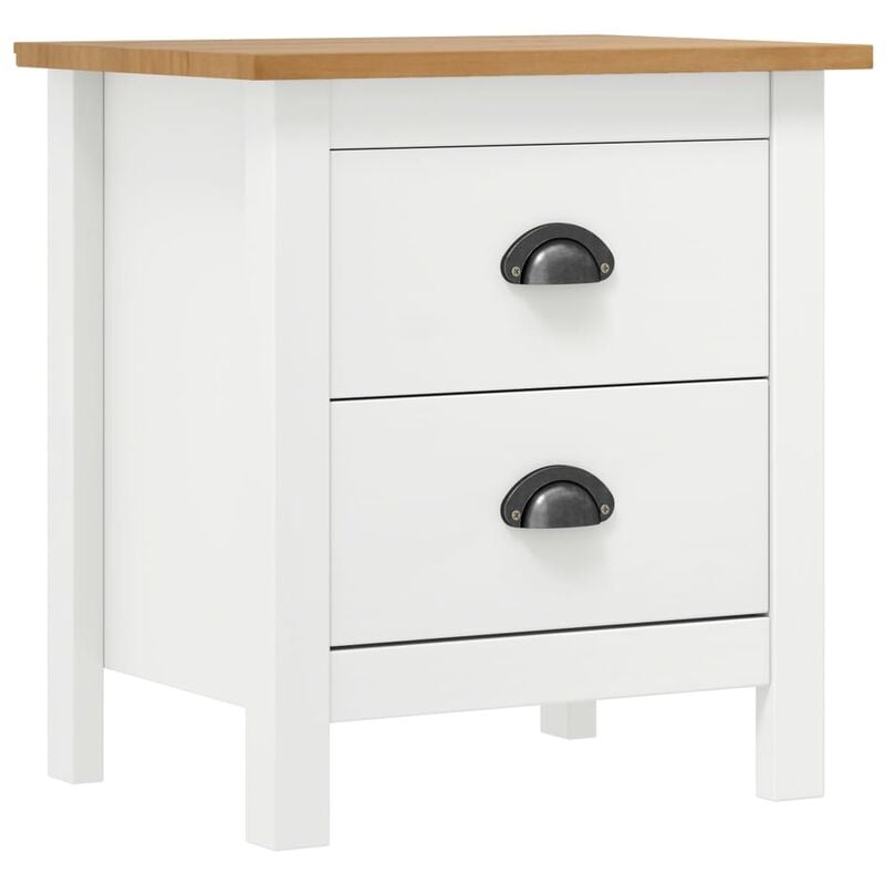 

vidaXL Madera Maciza de Pino Mesita de Noche 46x35x49,5 cm Blanco - Blanco
