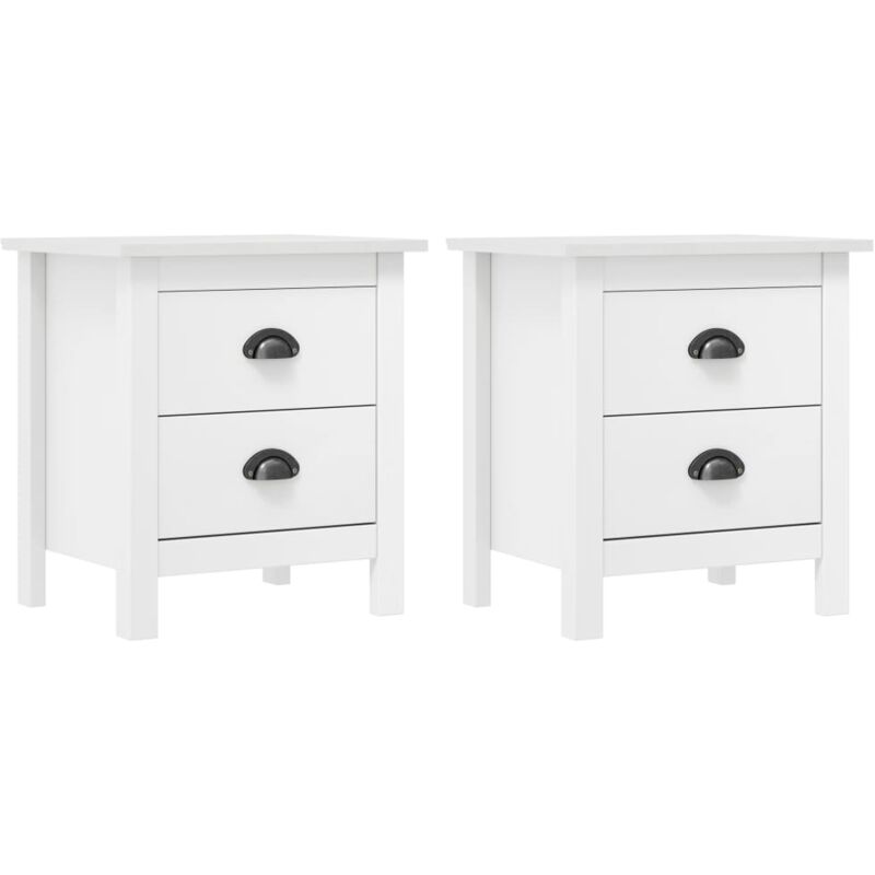 

vidaXL Madera Maciza de Pino Mesita de Noche 46x35x49,5 cm Blanco 2 Unidades - Blanco