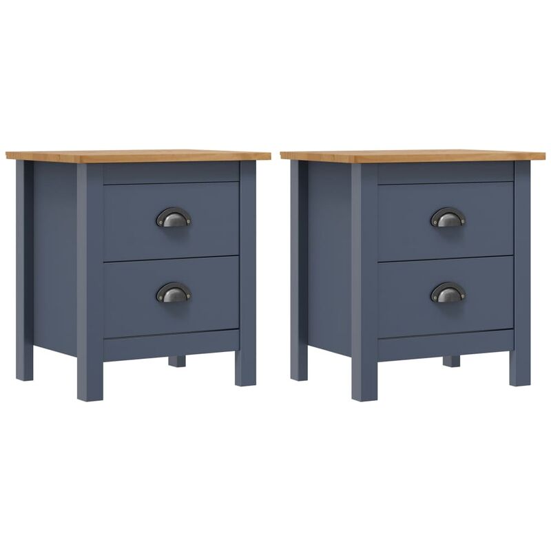 

vidaXL Madera Maciza de Pino Mesita de Noche 46x35x49,5 cm Gris 2 Unidades - Gris