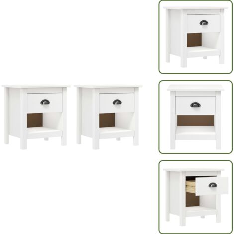 Mesita de noche Hill - vidaXL Mesitas de noche 2 uds Hill madera maciza de pino 46x35x49,5 cm - Mesita de noche con cajón