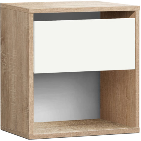 Mesita De Noche Juvenil Con 1 Cajón 42X40X28 Cambrian Blanco