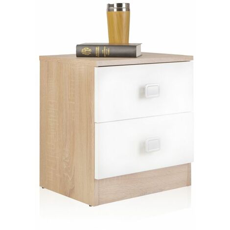 Mesita de noche Kamik Roble Nordico - Blanco 39,5cm (ancho) x 44cm (alto)