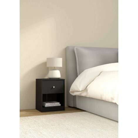 Mesita de noche Kastri, 2 estantes, 30.1x37.9x48.4h cm Negro