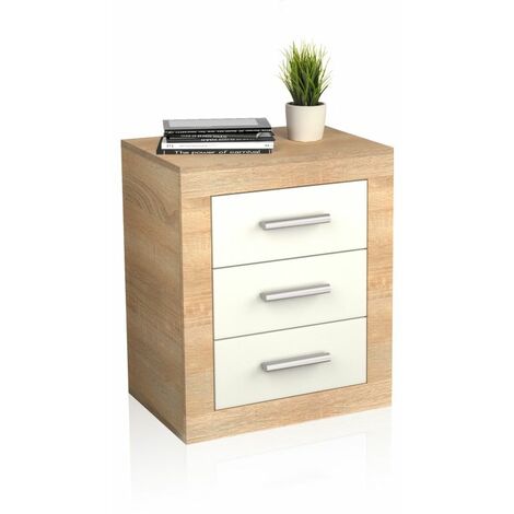 Mesita de noche Kira Cambria - Blanco 50cm (ancho) x 61cm (alto)