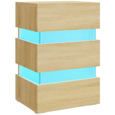 Mesita de noche luz LED madera de ingeniería Sonoma 45x35x67 cm vidaXL