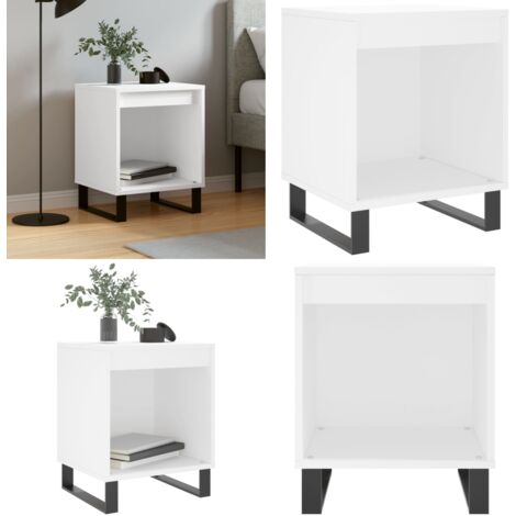 Mesita de noche madera contrachapada blanco 40x35x50 cm - Madera contrachapada - Almacenamiento
