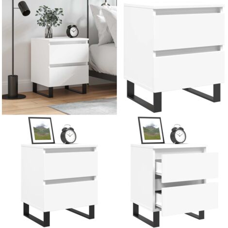Mesita de noche madera contrachapada blanco 40x35x50 cm - Madera contrachapada - Almacenamiento