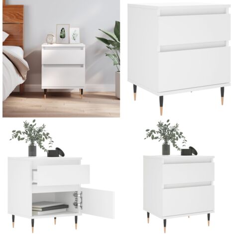 Mesita de noche madera contrachapada blanco 40x35x50 cm - Madera contrachapada - Mesita de noche blanca