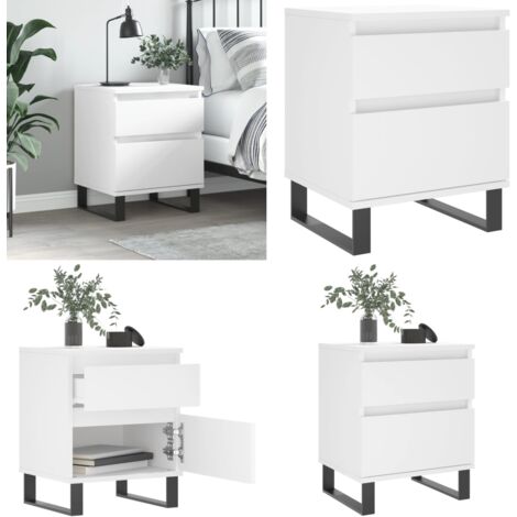 Mesita de noche madera contrachapada blanco 40x35x50 cm - Madera contrachapada - Mesita de noche blanca