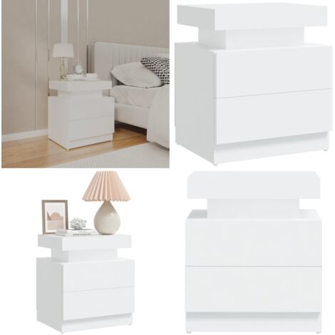 Mesita de noche madera contrachapada blanco 45x35x52 cm - Mesita de noche de madera - Mesita de noche blanca