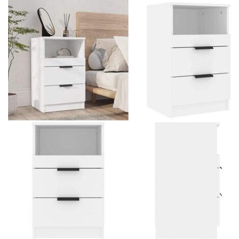 Mesita de noche madera contrachapada blanco - Madera contrachapada - Almacenamiento