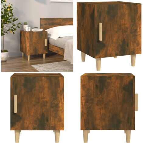 Mesita de noche madera contrachapada color roble ahumado - Madera contrachapada - Almacenamiento