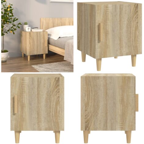 Mesita de noche madera contrachapada color roble Sonoma - Madera contrachapada - Almacenamiento