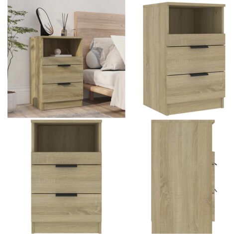 Mesita de noche madera contrachapada color roble Sonoma - Madera contrachapada - Roble Sonoma