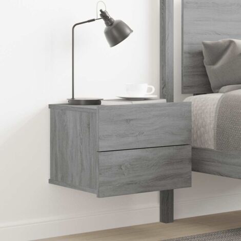 Mesita de noche madera contrachapada gris 40x30x30 cm