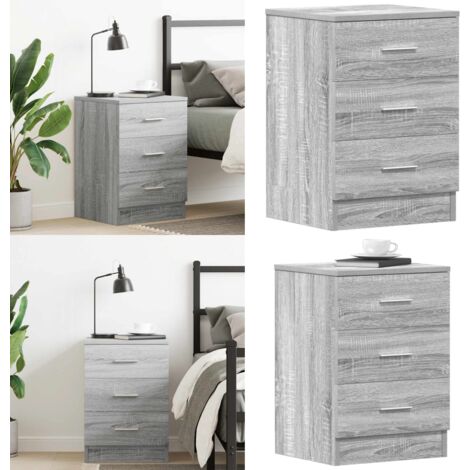 Mesita de noche madera contrachapada gris Sonoma 38x35x56 cm - Mesilla de noche - Mesita de noche gris