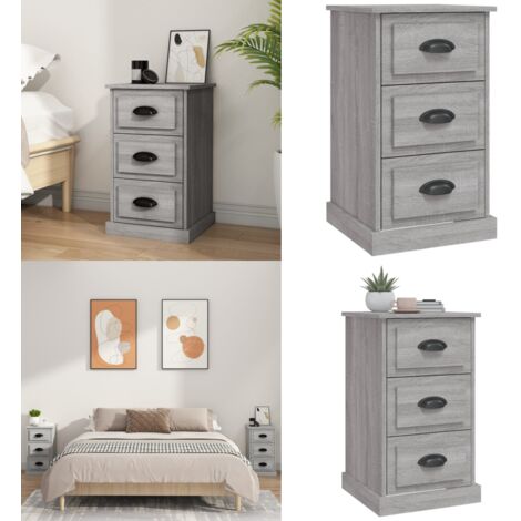 Mesita de noche madera contrachapada gris Sonoma 39x39x67 cm - Mesita de noche gris - Mesita de noche madera contrachapada