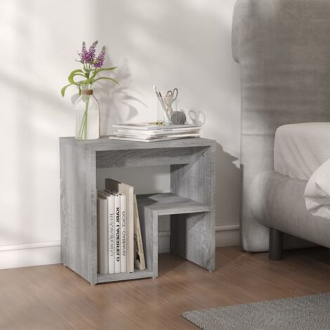 Mesita de noche madera contrachapada gris Sonoma 40x30x40 cm vidaXL