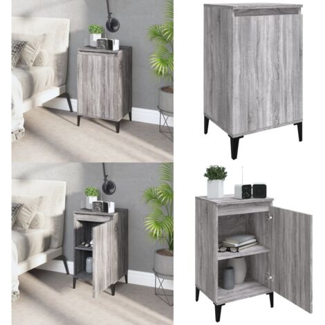 Mesita de noche madera contrachapada gris Sonoma 40x35x70 cm - Mesita de noche gris - Mesita de noche de madera