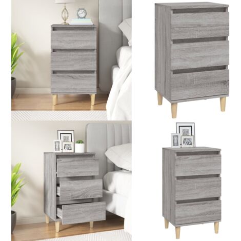 Mesita de noche madera contrachapada gris Sonoma 40x35x70 cm - Mesita de noche gris - Mesita de noche madera