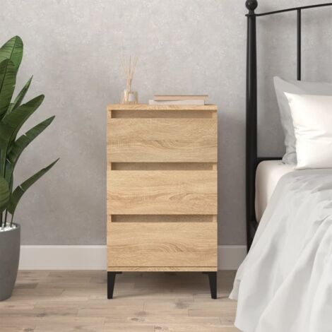 Mesita de noche madera contrachapada roble 40x35x70 cm