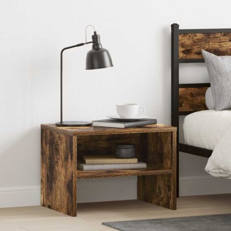 Mesita de noche madera contrachapada roble ahumado 40x30x30 cm vidaXL
