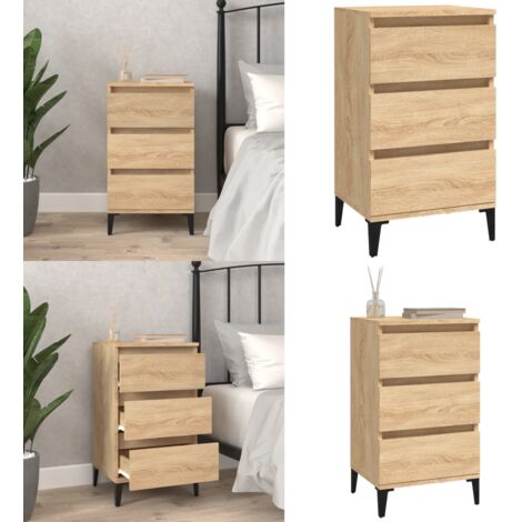 Mesita de noche madera contrachapada roble sonoma 40x35x70 cm - Mesita auxiliar - Mueble de noche