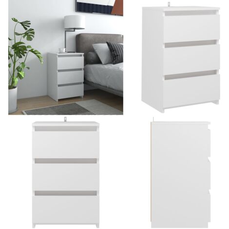Mesita de noche madera de ingeniería blanco 40x35x62,5 cm - Mesita de noche de madera - Mesita de noche blanca