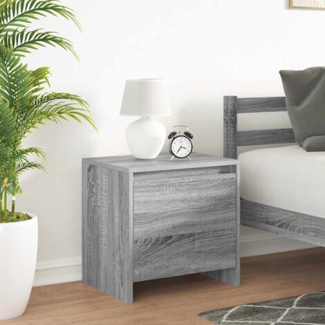 Mesita de noche madera de ingeniería gris 45x34x44,5 cm