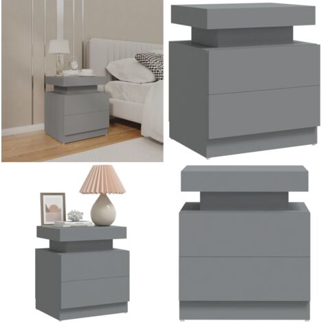 Mesita de noche madera de ingeniería gris 45x35x52 cm - Mesita de noche gris - Mesita de noche de madera