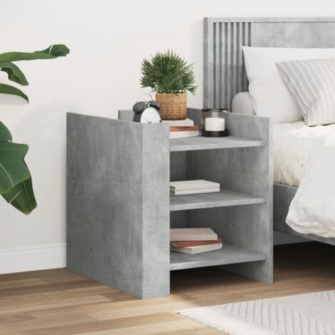 Mesita de noche madera de ingeniería gris hormigón 45x50x50 cm vidaXL