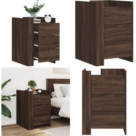Mesita de noche madera de ingeniería marrón roble 45x50x65 cm - Mesita de noche madera - Mesita de noche madera contrachapada