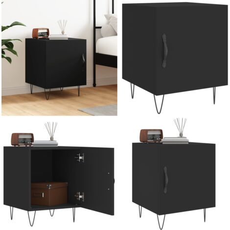 Mesita de noche madera de ingeniería negro 40x40x50 cm - Madera contrachapada - Almacenamiento