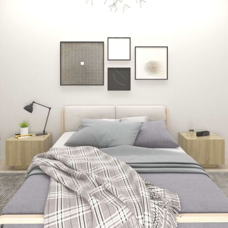 Mesita de noche madera de ingeniería roble 100x35x40 cm
