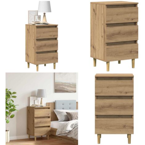 Mesita de noche madera de ingeniería roble artisan 40x35x69 cm - Madera de ingeniería - Almacenamiento