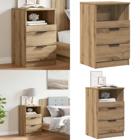Mesita de noche madera de ingeniería roble artisan 40x36x65 cm - Madera de ingeniería - Almacenamiento