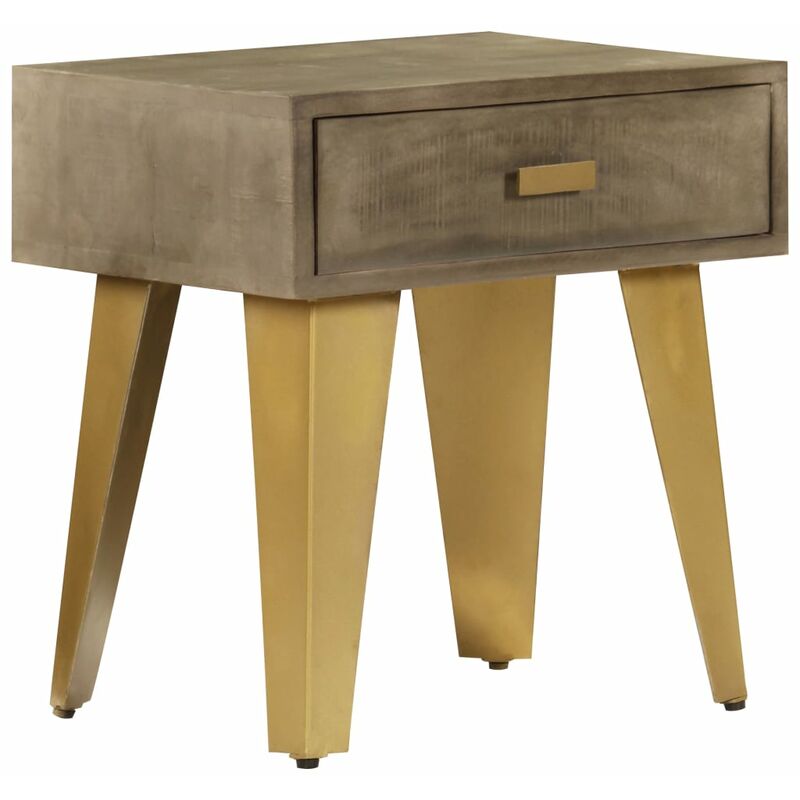 

Mesita de noche madera de mango y hierro fundido 45x35x48 cm - Marrón