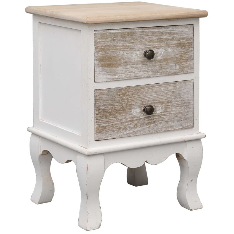 

vidaXL Mesita de Noche Madera de Paulownia 35x30x50 cm - Blanco
