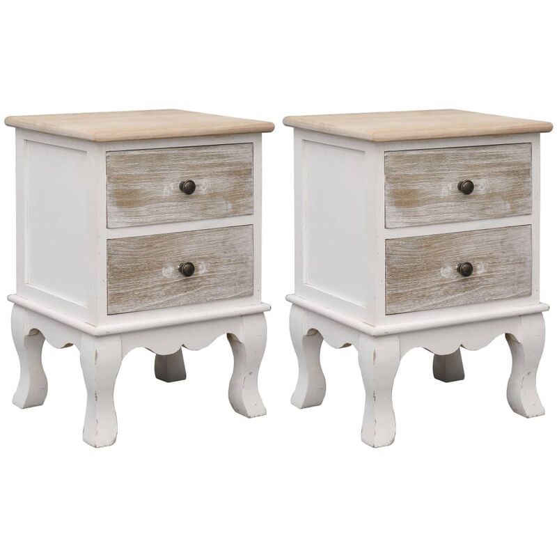 

Mesita de Noche Madera de Paulownia 35x30x50 cm 2 Unidades - Blanco - Vidaxl