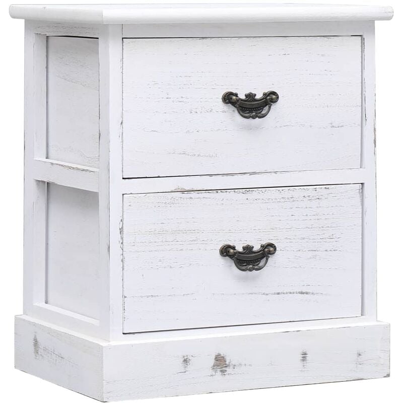 

Mesita de noche madera de Paulownia blanco 38x28x45 cm - Blanco