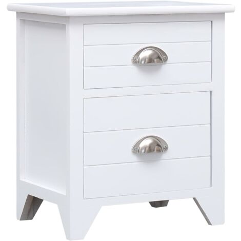 Mesita de noche madera de Paulownia blanco 38x28x45 cm vidaXL