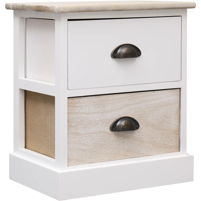 

Mesita de noche madera de Paulownia blanco y natural 38x28x45cm