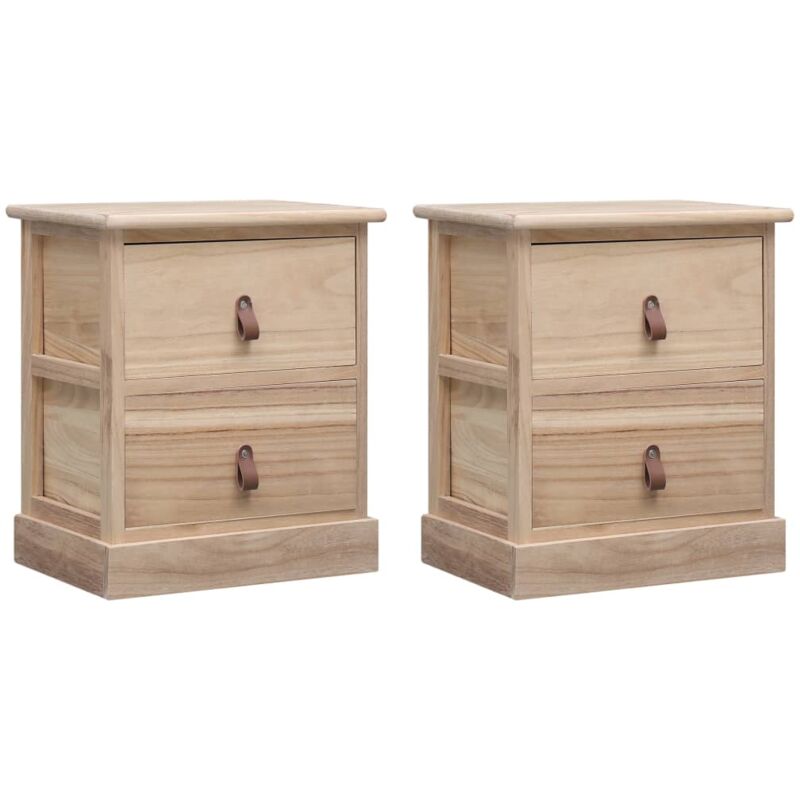 

vidaXL Mesita de Noche Madera de Paulownia 38x28x45 cm Natural 2 Unidades - Marrón