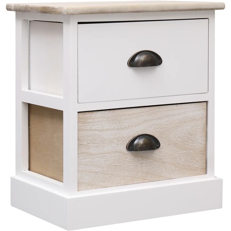 

vidaXL Mesita de Noche Madera de Paulownia 38x28x45 cm Blanco y Natural - Blanco