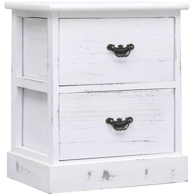 

vidaXL Mesita de Noche Madera de Paulownia 38x28x45 cm Blanco - Blanco