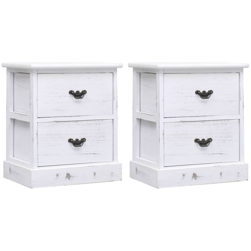 

vidaXL Mesita de Noche Madera de Paulownia 38x28x45 cm Blanco 2 Unidades - Blanco